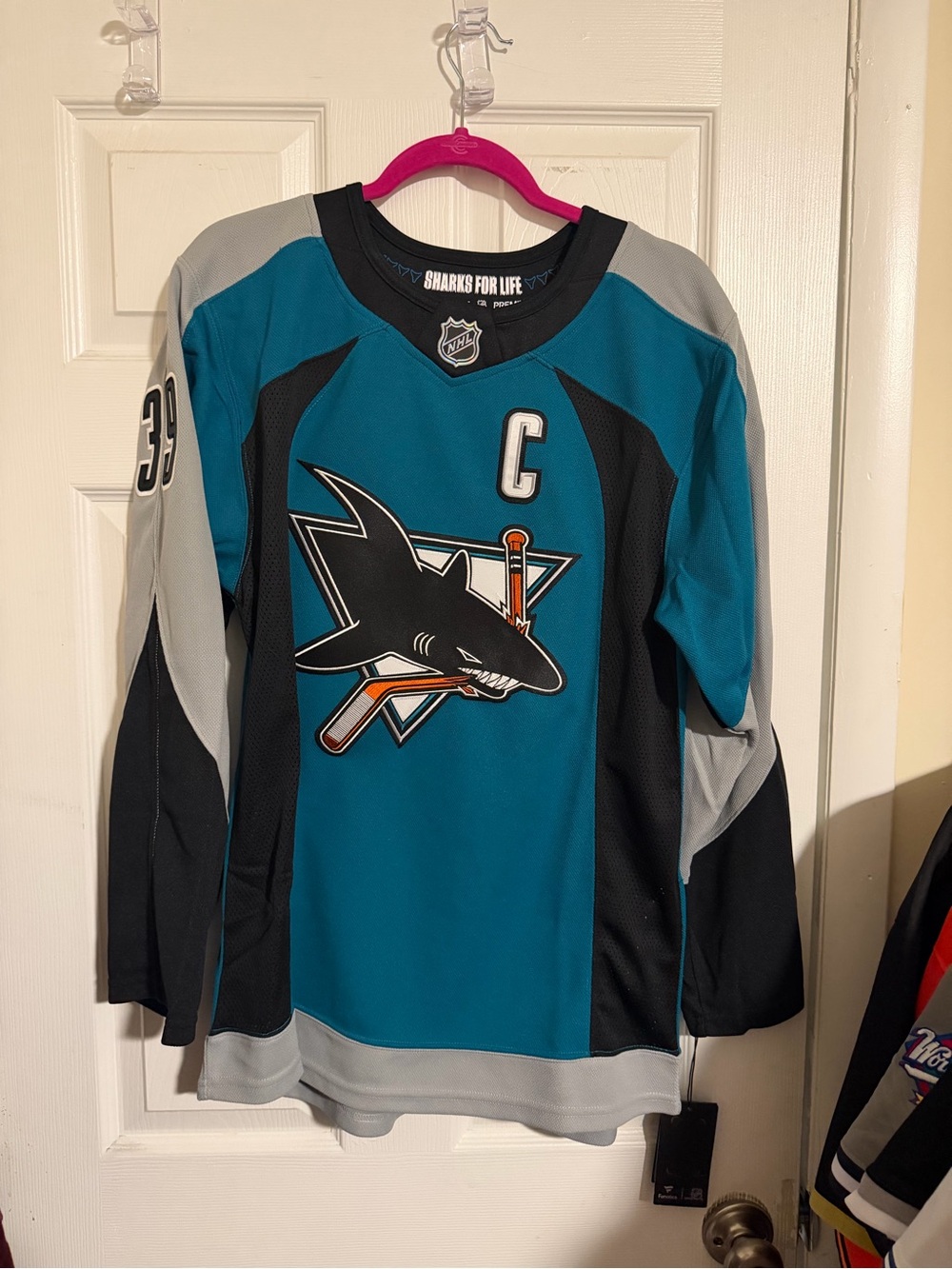 Premium Logan Couture Fanatics San Jose Sharks Teal and Black NHL Jersey